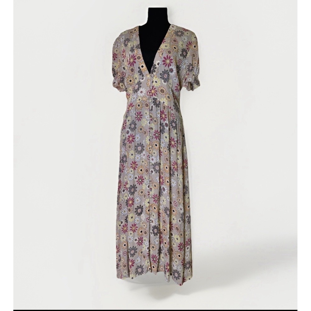 Monte Floral Maxi Dress Floral Full Button Sz L Boho Cottage Core $125 new - Picture 2 of 11